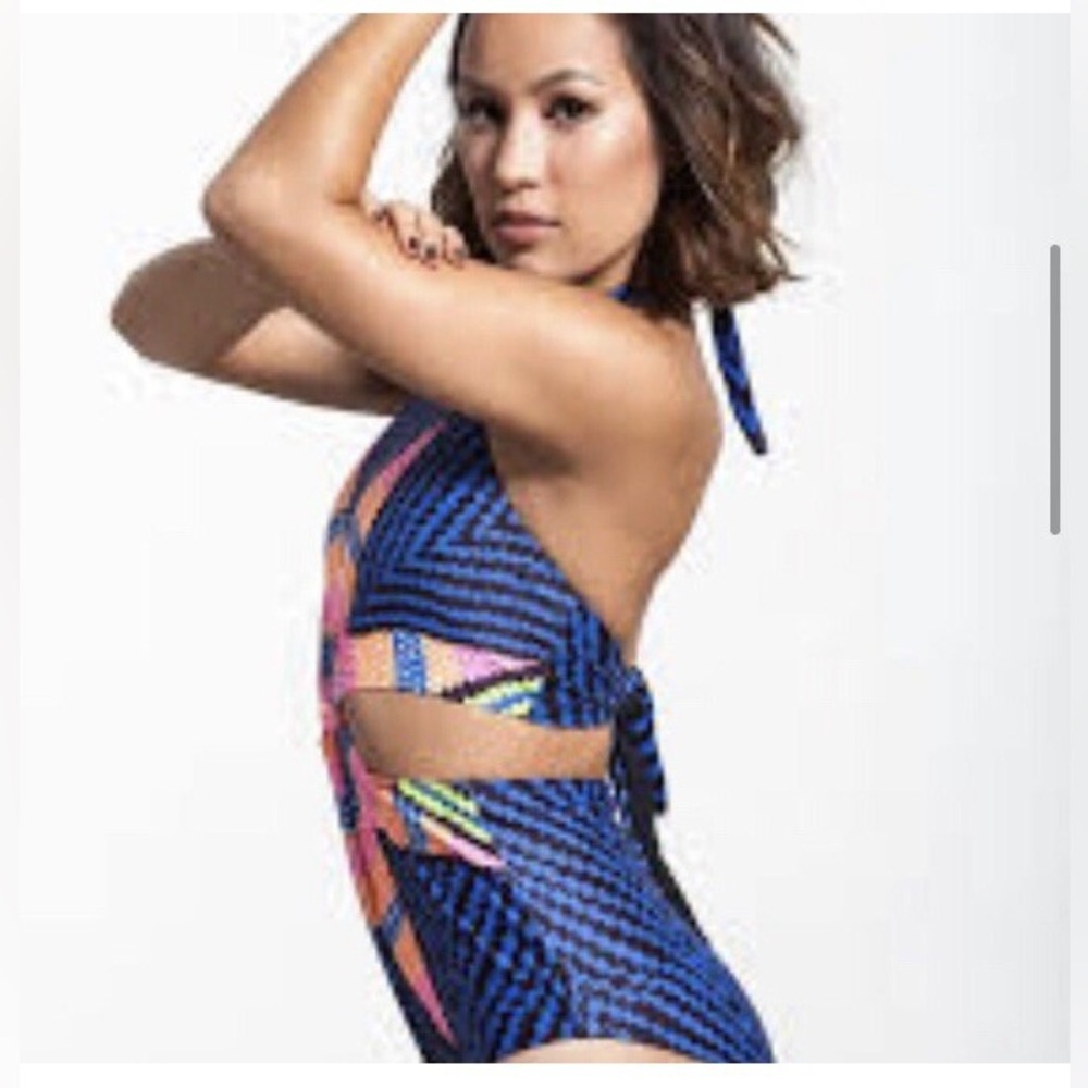 Mara Hoffman Blue and Pink Cutout Swimsuit - Picture 4 of 10